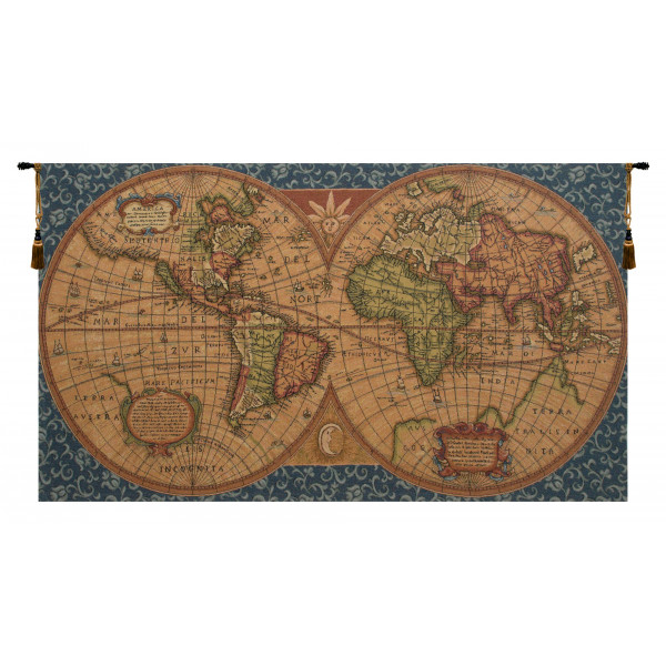 Купить Гобелен Старая карта мира (голубой)